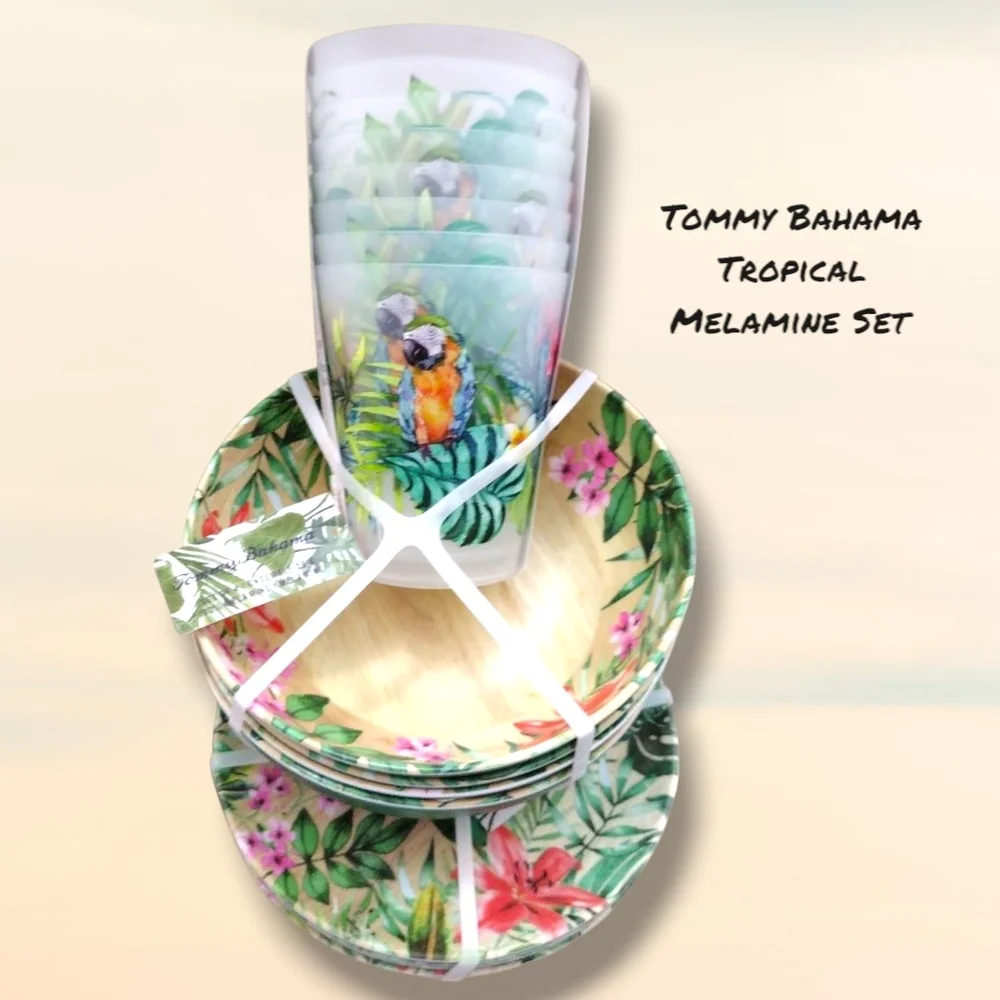 Tommy Bahama Tropical Melamine Dinnerware Set For 4